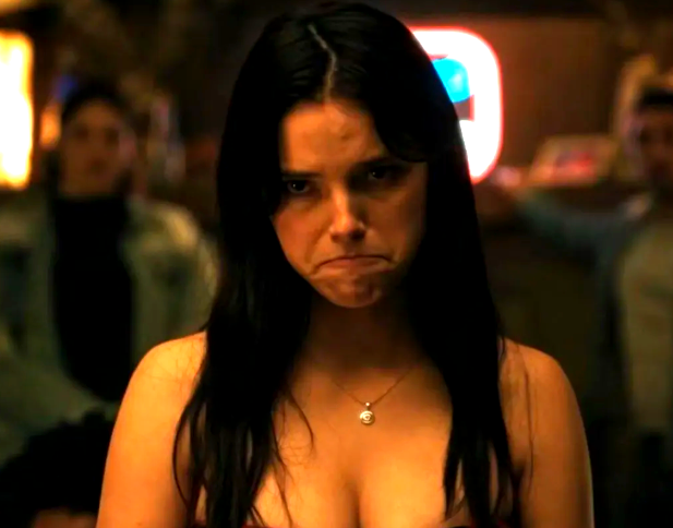 Nikki frowning in Obsession