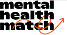 Text reading 'mental health match' with an upward arrow graph symbol.