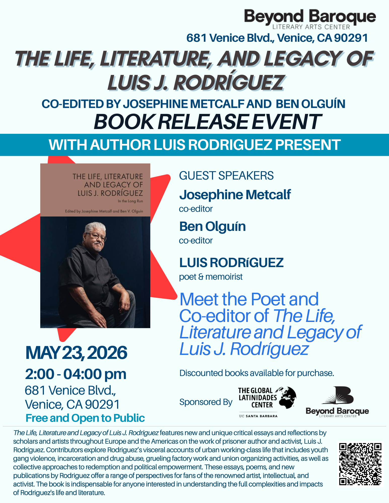 L.A. Book Launch: The Life, Literature and Legacy of Luis J. Rodriguez