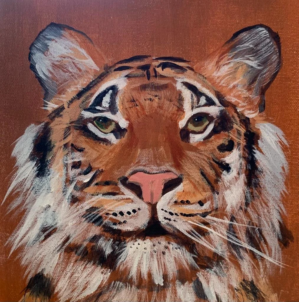Tiger for Gia 
Acrylic on canvas 
8” x  8"