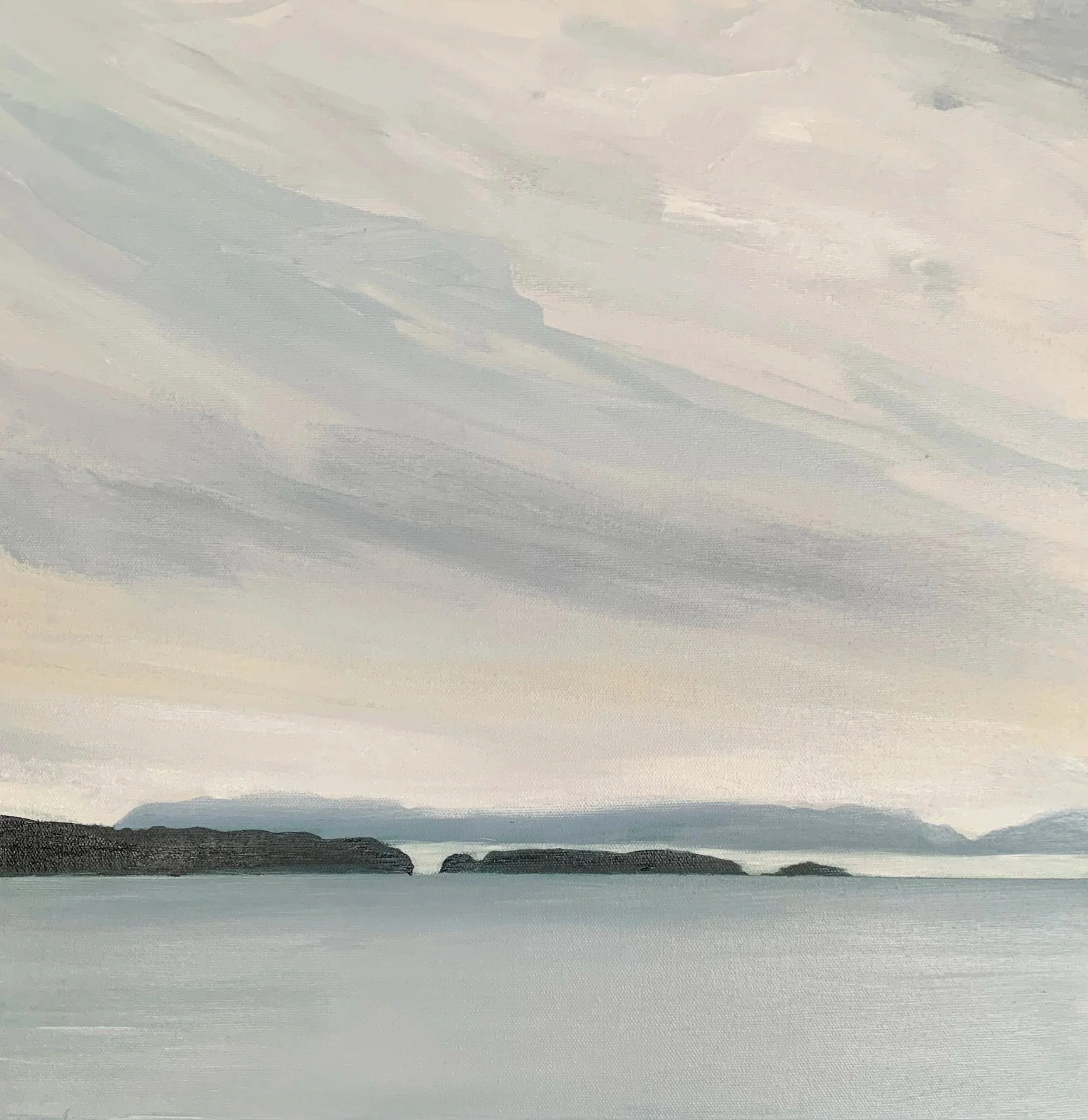 Misty View from Yellow Point, Vancouver Island  
Acrylic on canvas 
12” x 12"