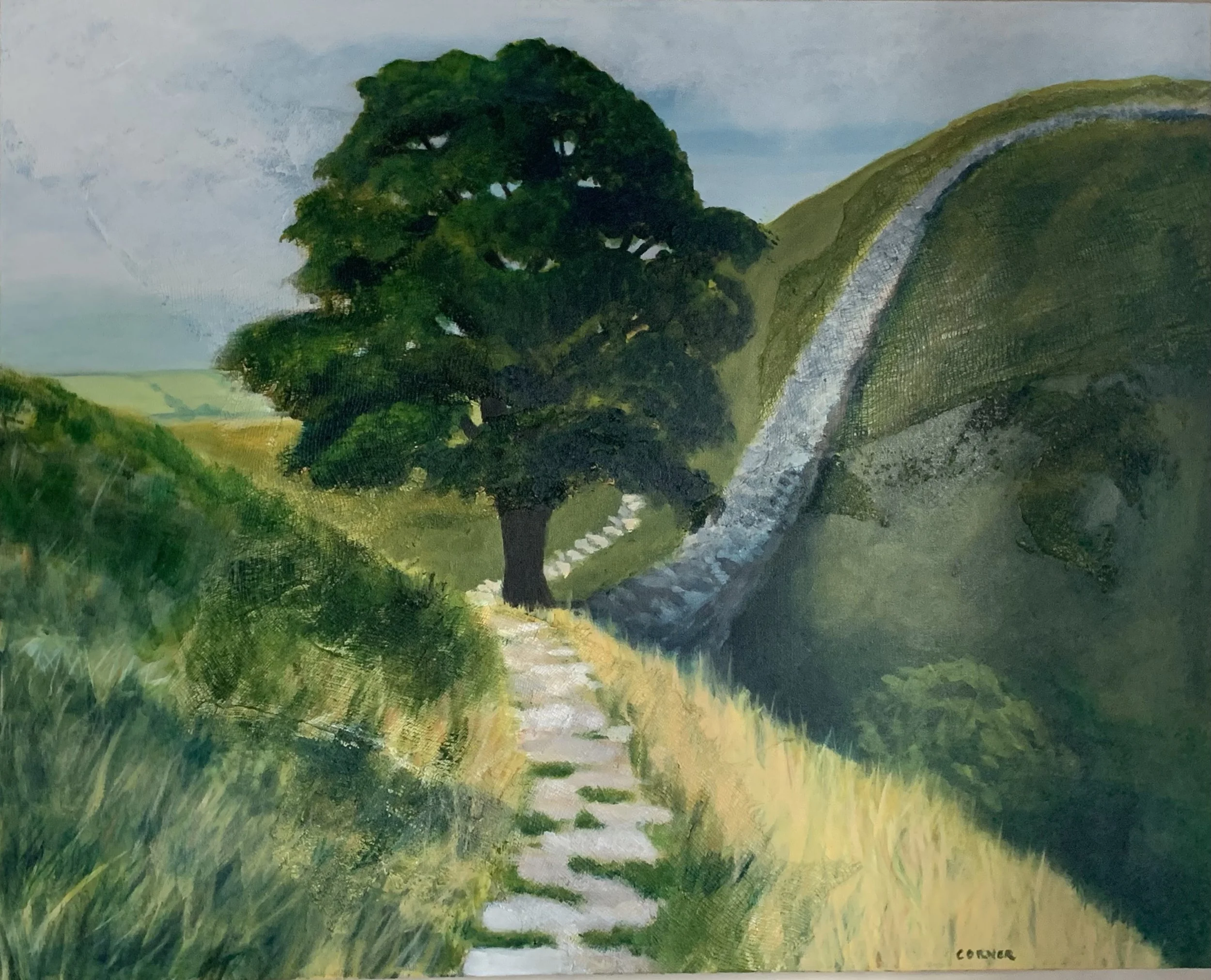 Sycamore Gap, Hadrian's Wall 
Acryic and medium on canvas 
24” x 30"