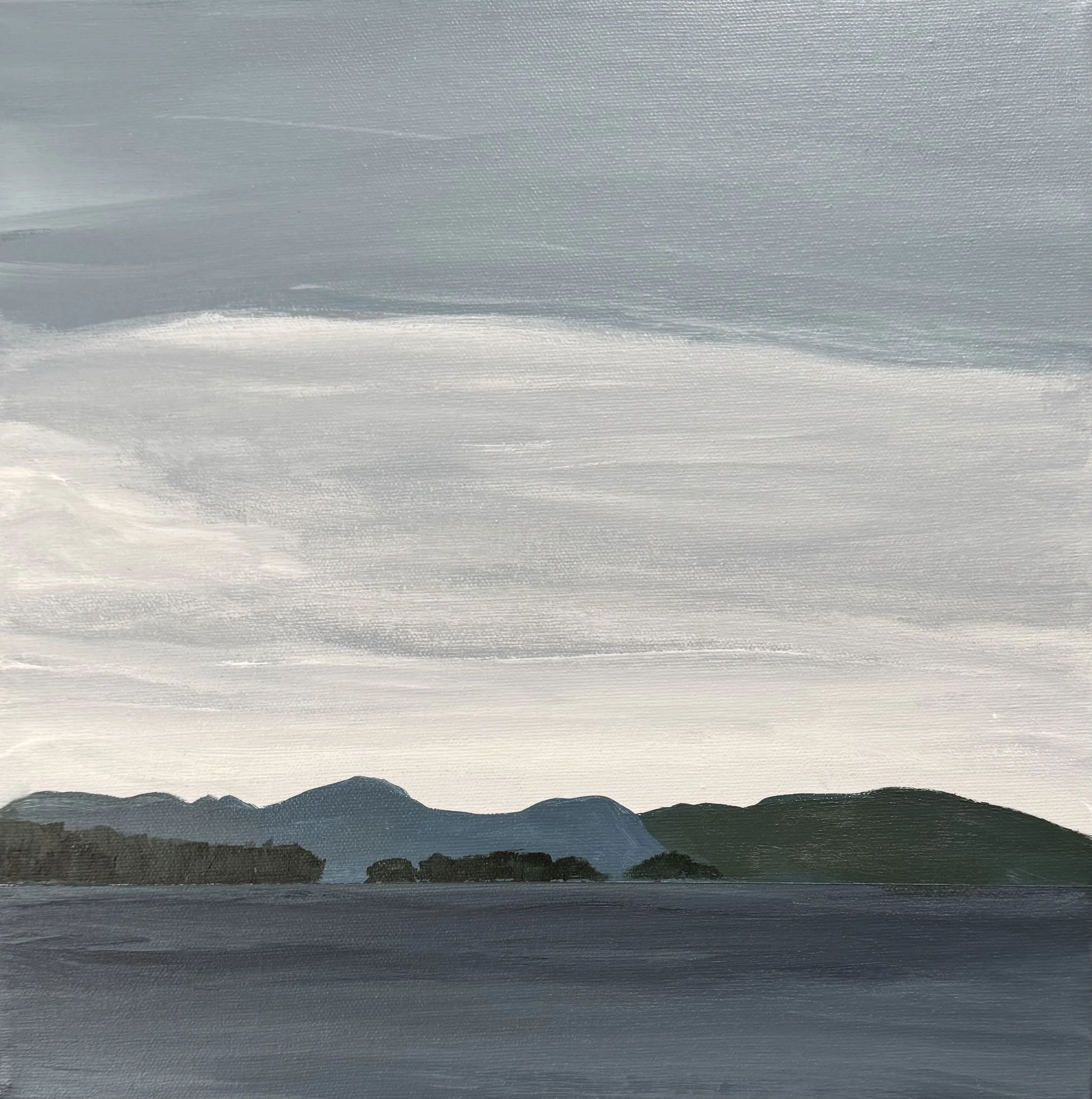 February Morning, Yellow Point, Vancouver Island I 
Acrylic on canvas 
12” x 12"