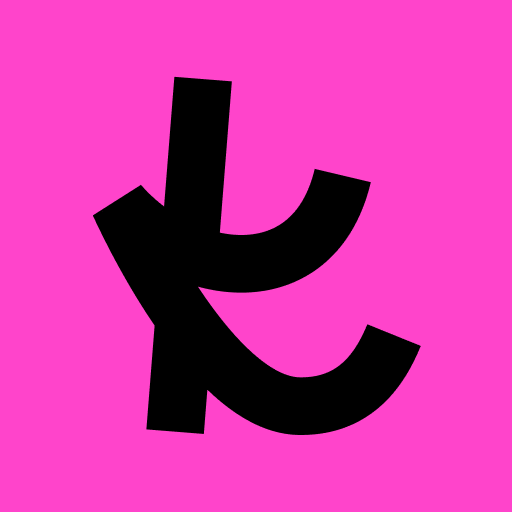 Bold black Japanese kanji character on pink background.