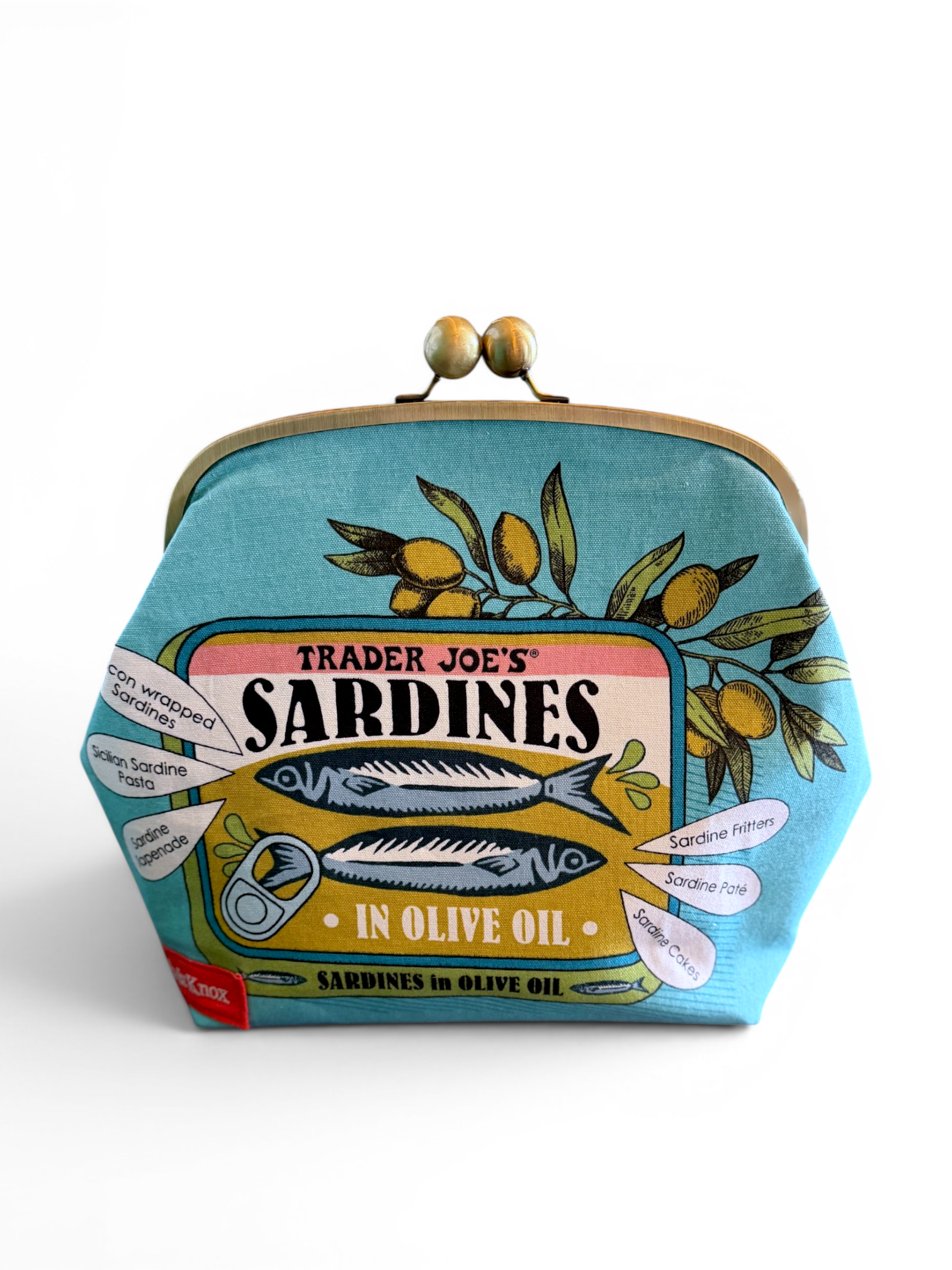 The Kisslock Tote - Upcycled Trader Joe's Sardine Edition