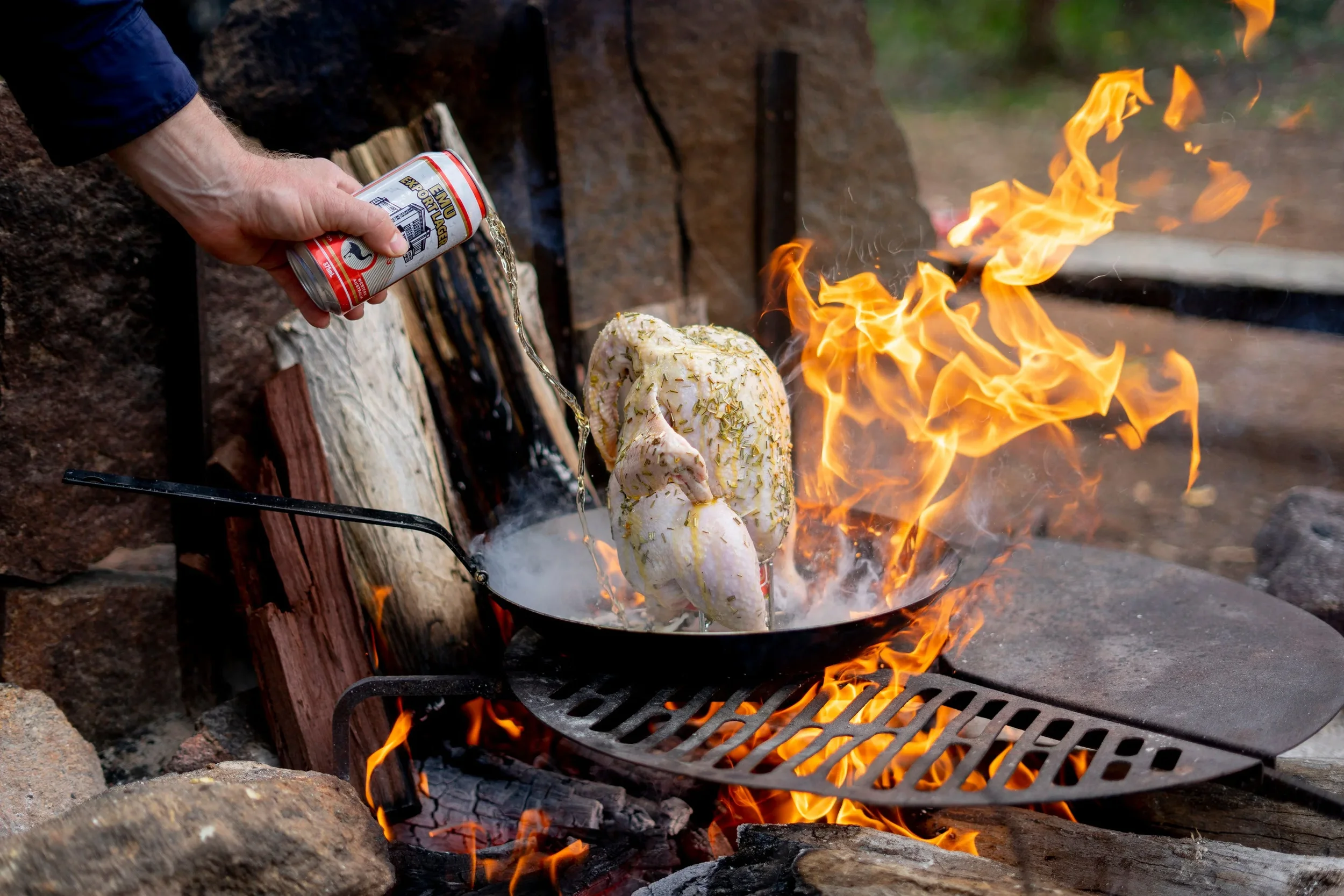 Campfire-Style Beer Can Chicken