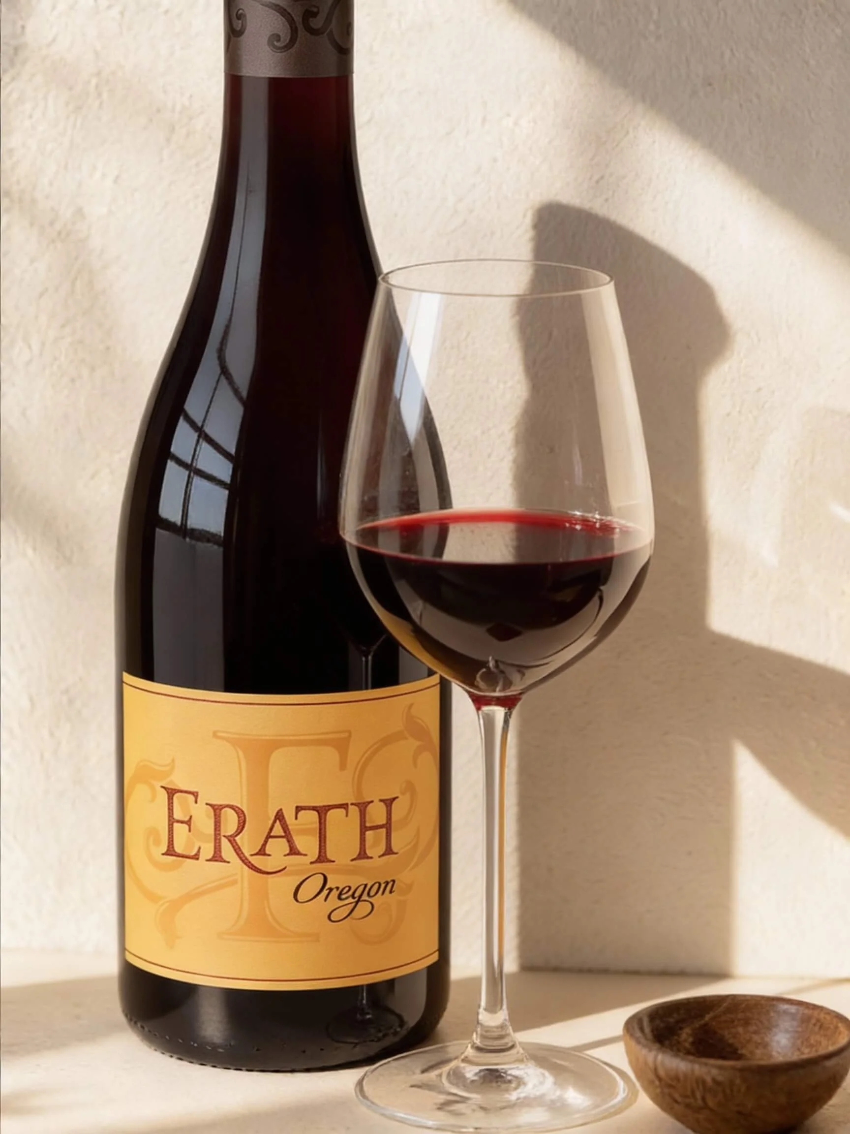 AI-generated atmospheric wine lifestyle photo for Erath, soft neutral tones