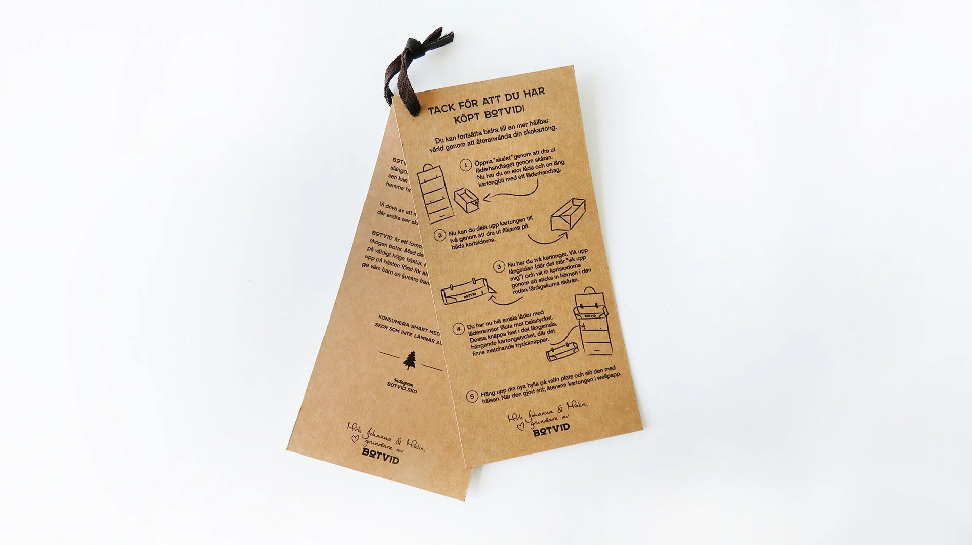 Botvid packaging box functioning as a shelf with leather handle