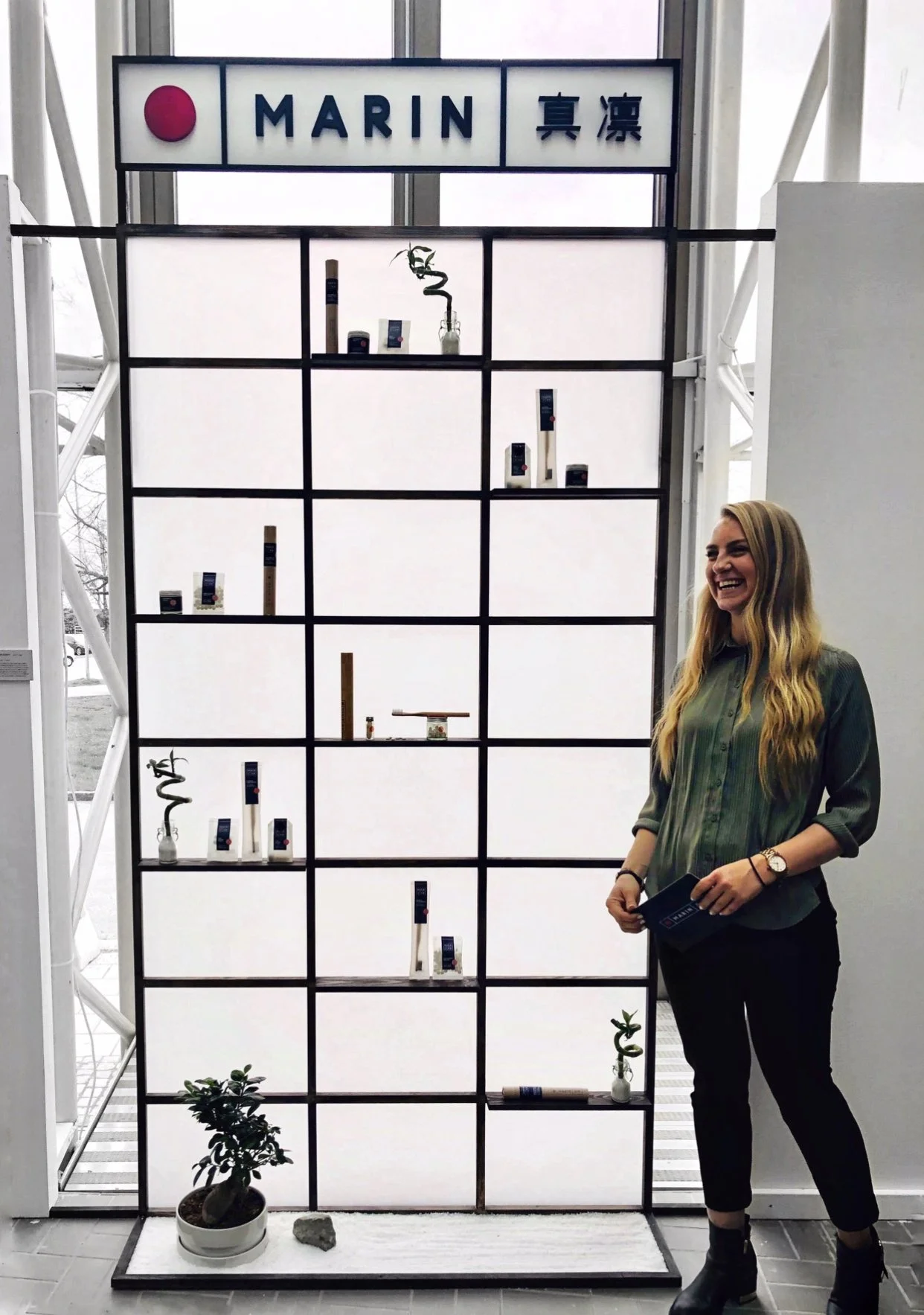 Marin graduation exhibition at Kulturhuset Sundsvall, shoji-inspired installation with natural light