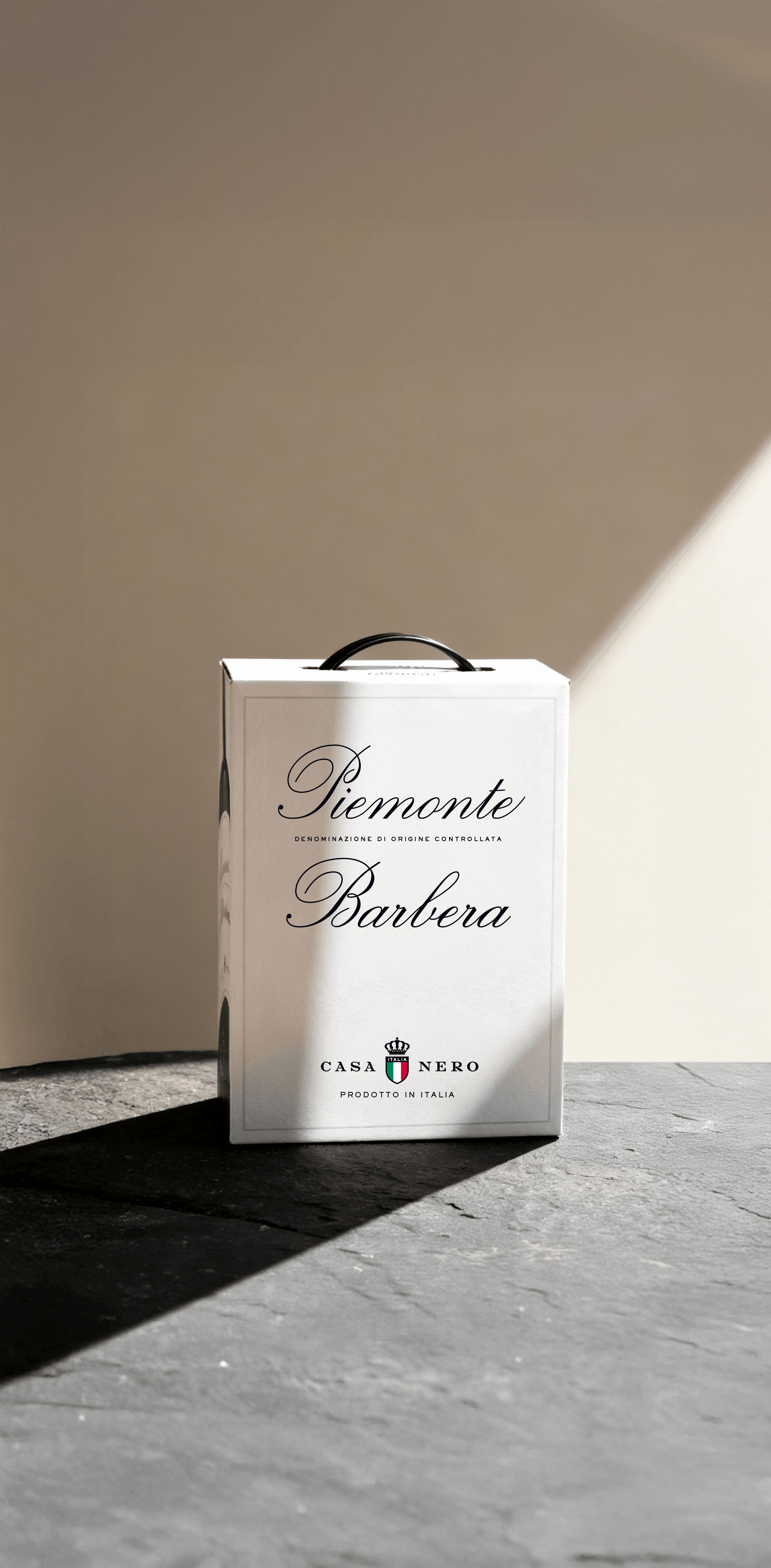 AI-generated Casa Nero wine box detail, showing corrected label text
