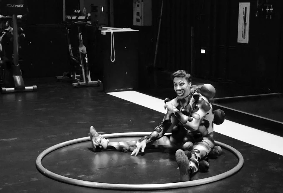 "Josh Spencer backstage before Third Kind Cyr Wheel act in Cirque Du Soleil show Zarkana"