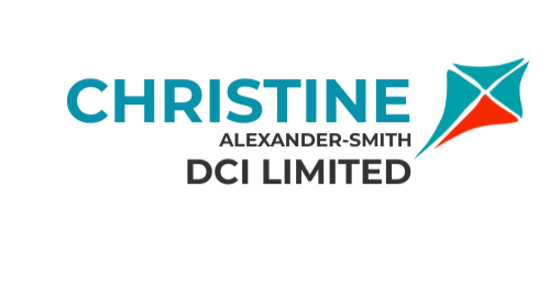 Logo with the name 'Christine Alexander-Smith DCI Limited' and a kite-like graphic.