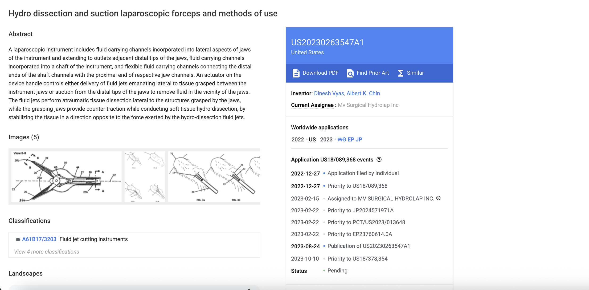 New Patent Published: Hydro Dissection and Suction Laparoscopic Forceps