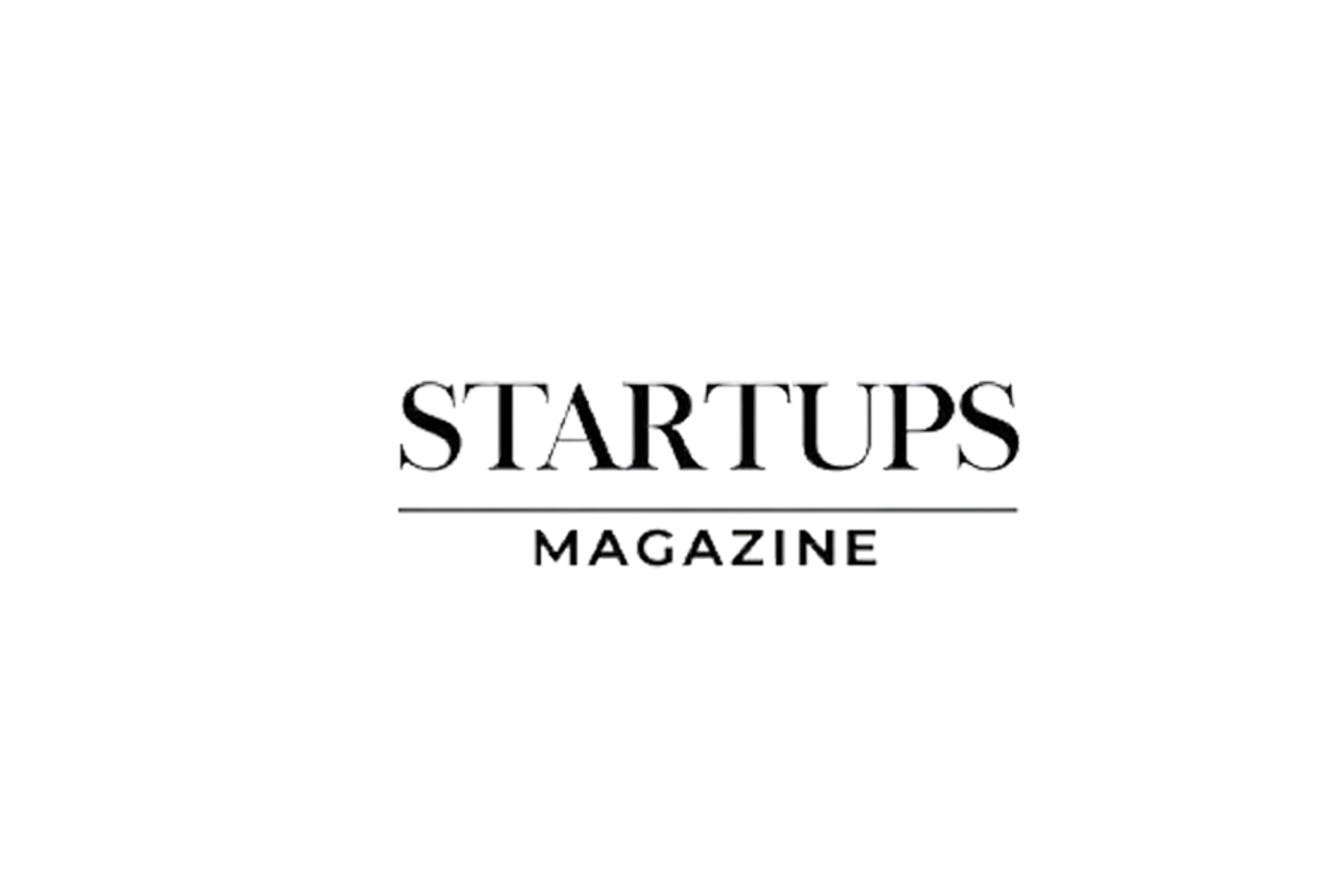 Logo of Startup Magazine with black background and metallic text.