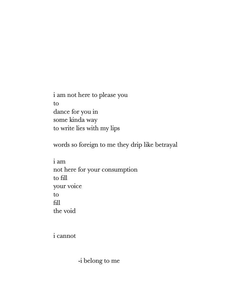 A poem written in black text on a plain white background. The poem explores themes of emotional distance and personal boundaries.