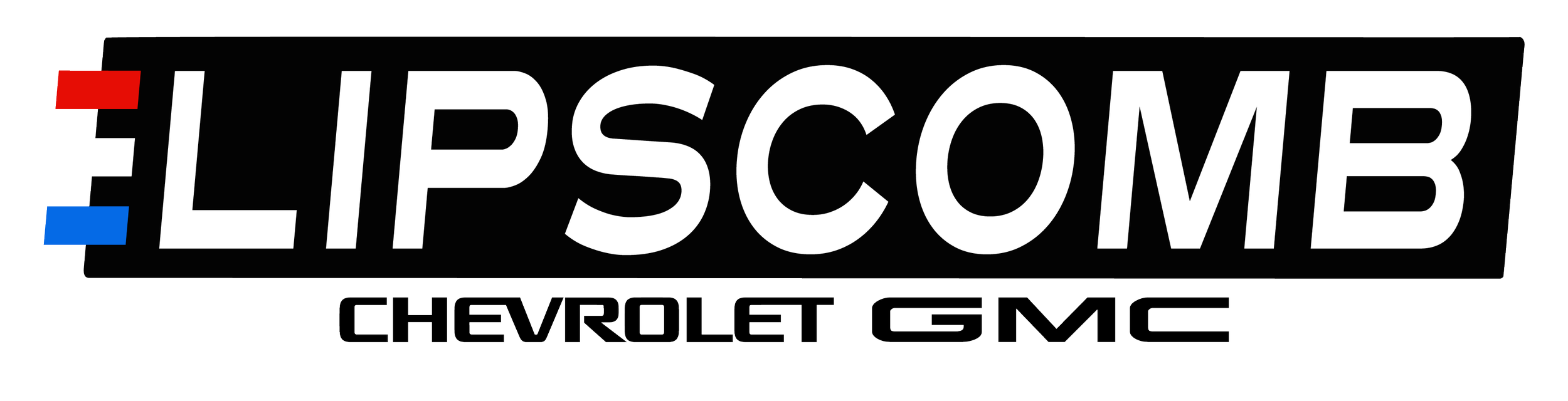 Lipcomb Chevrolet GMC logo with black background and colored bars on the left.