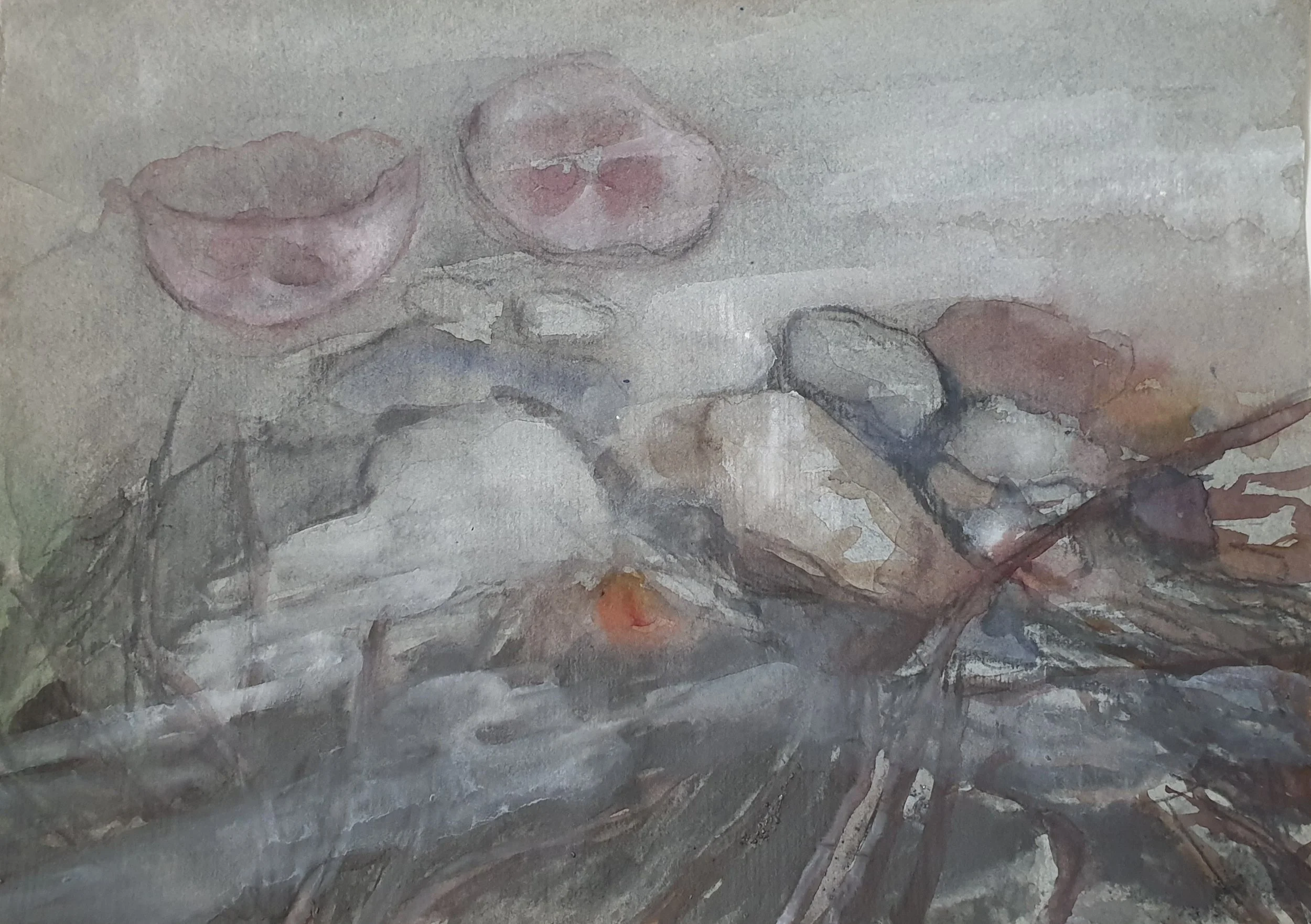 Aquatilibus griseo IX | gemengde techniek op eertijds Ingres papier | 2023 | 35x25 cm