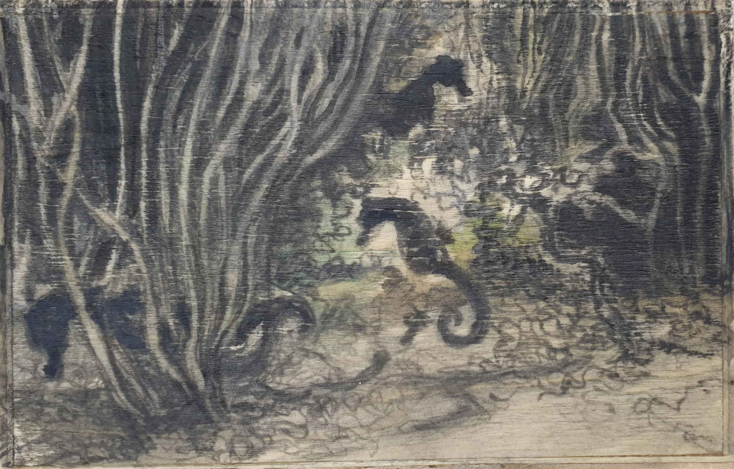 Aquatilibus exiguum II | gemengde techniek op hout | 2024 | 7,5x11,8 cm