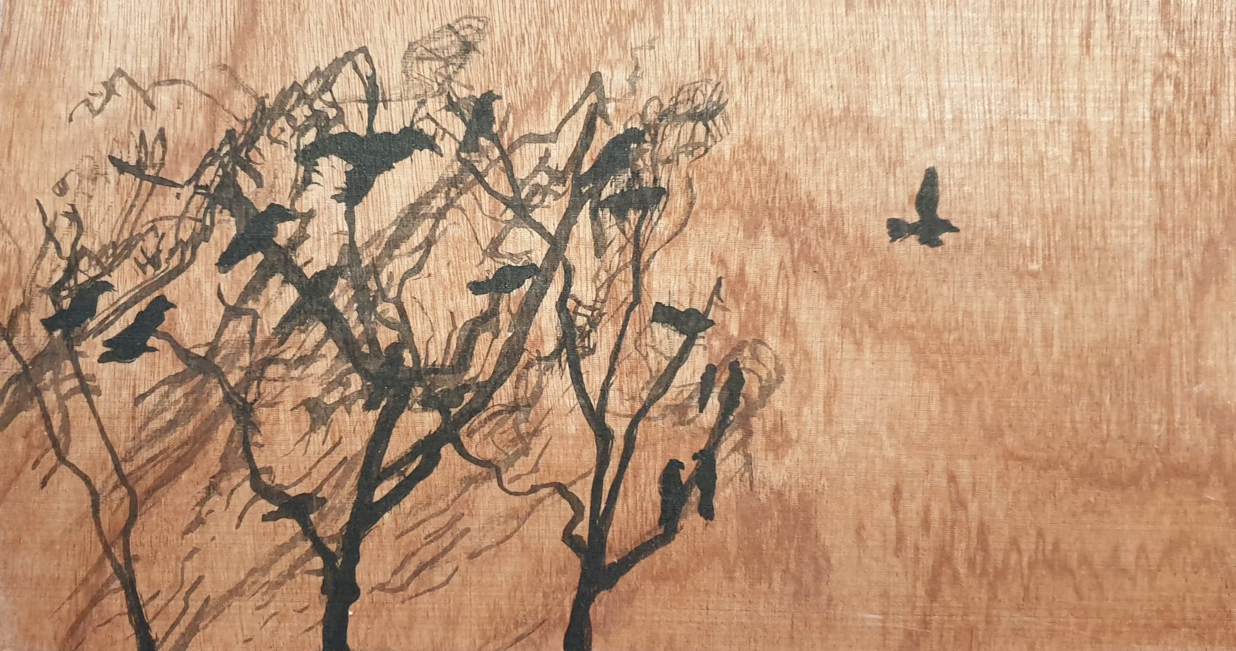 Kauwenberk II | Oost-|ndische inkt op paneel | 2021 | 31x17 cm