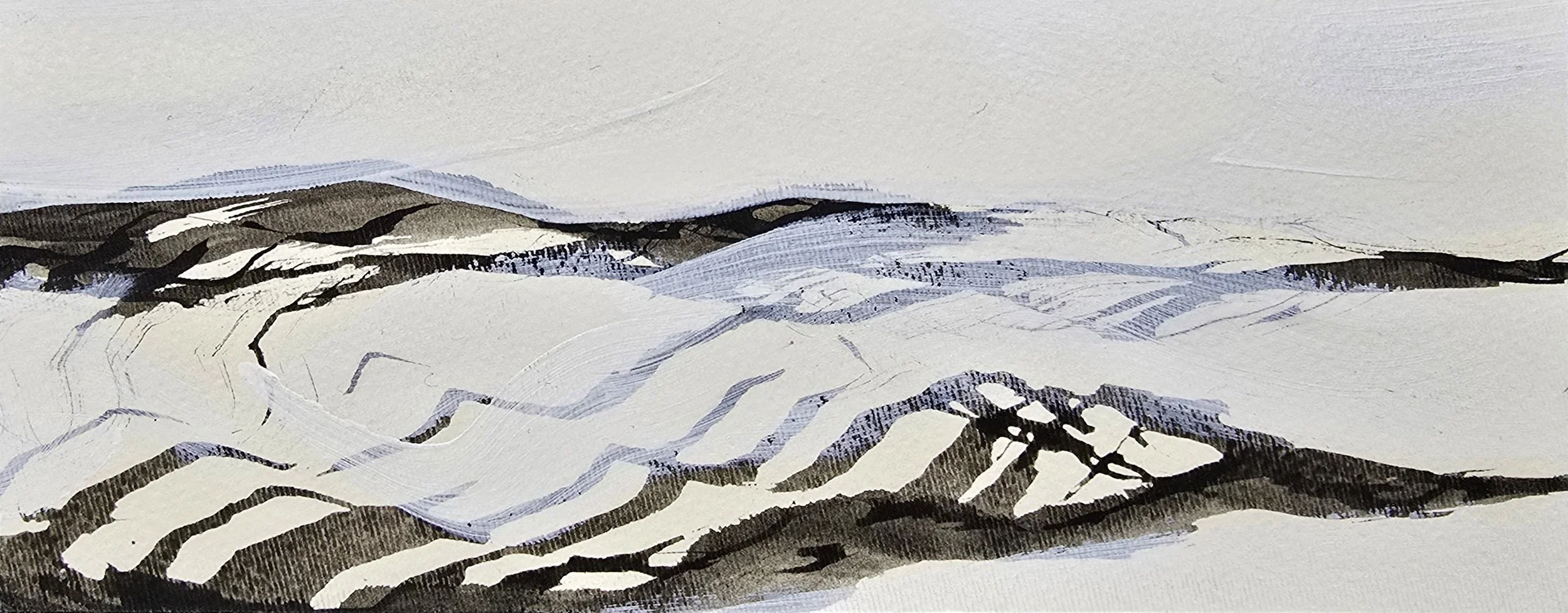 land[E]scape 13 | gemengde techniek op papier op paneel | 2026 | 22x8,5 cm cm