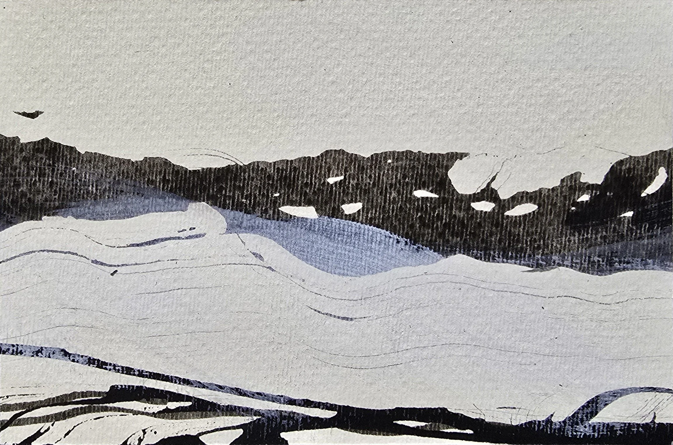 land[E]scape 12 | gemengde techniek op papier op paneel | 2026 | 12x8 cm