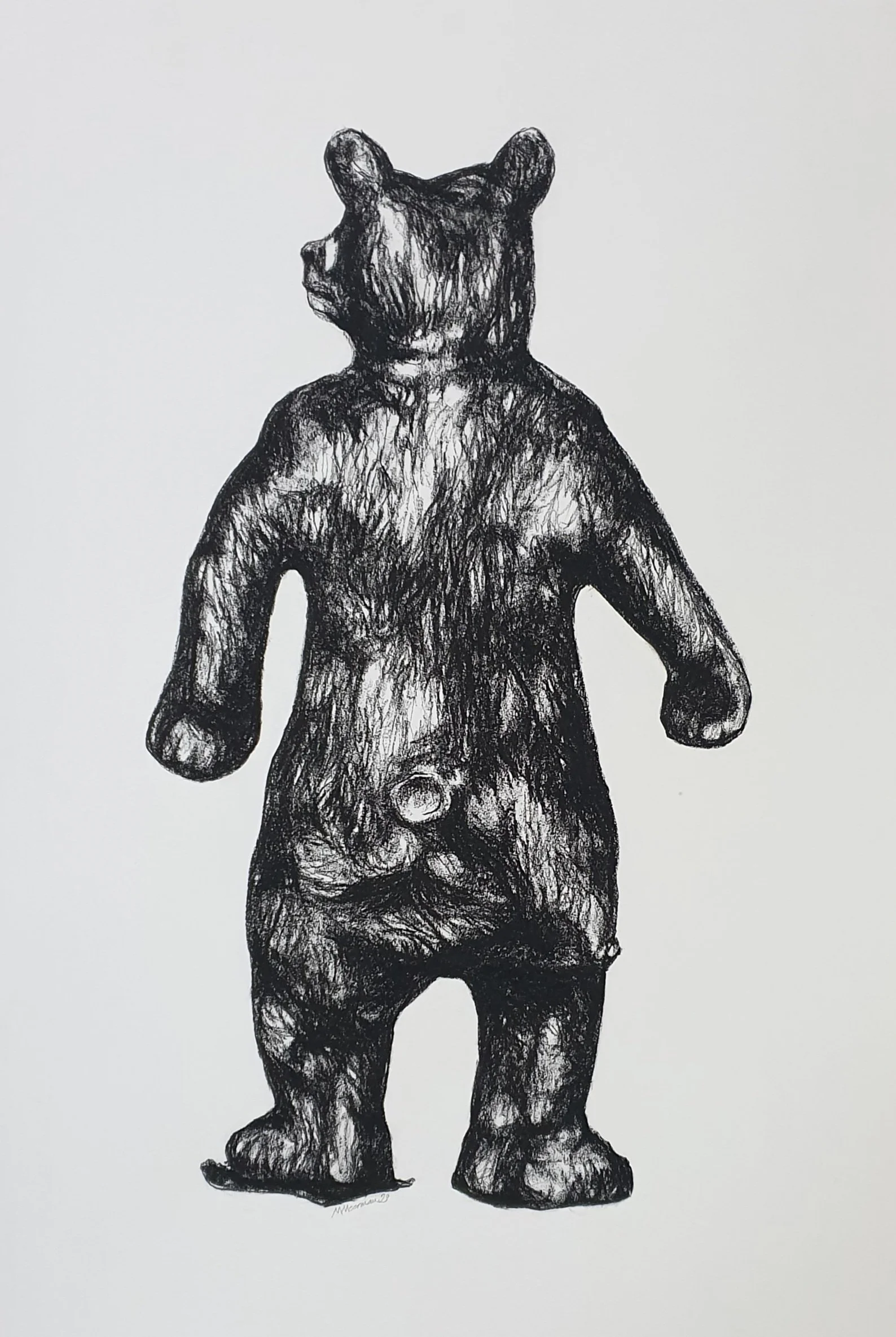 Made in China - Beer (achterkant) | Siberisch krijt op papier | 2020 | 70x100 cm