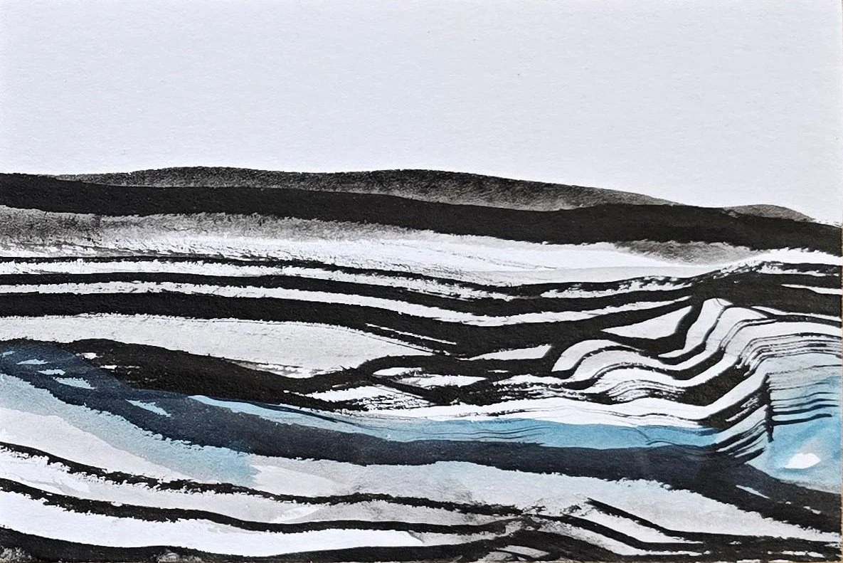 land[E]scape 2 | gemengde techniek op papier op paneel | 2025 | 12x8 cm