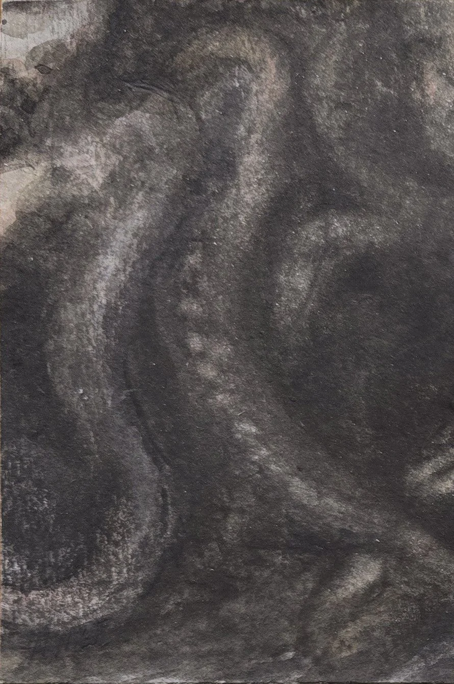 Aquatilibus 2 | gemengde techniek op papier op paneel | 2025 | 8x12 cm