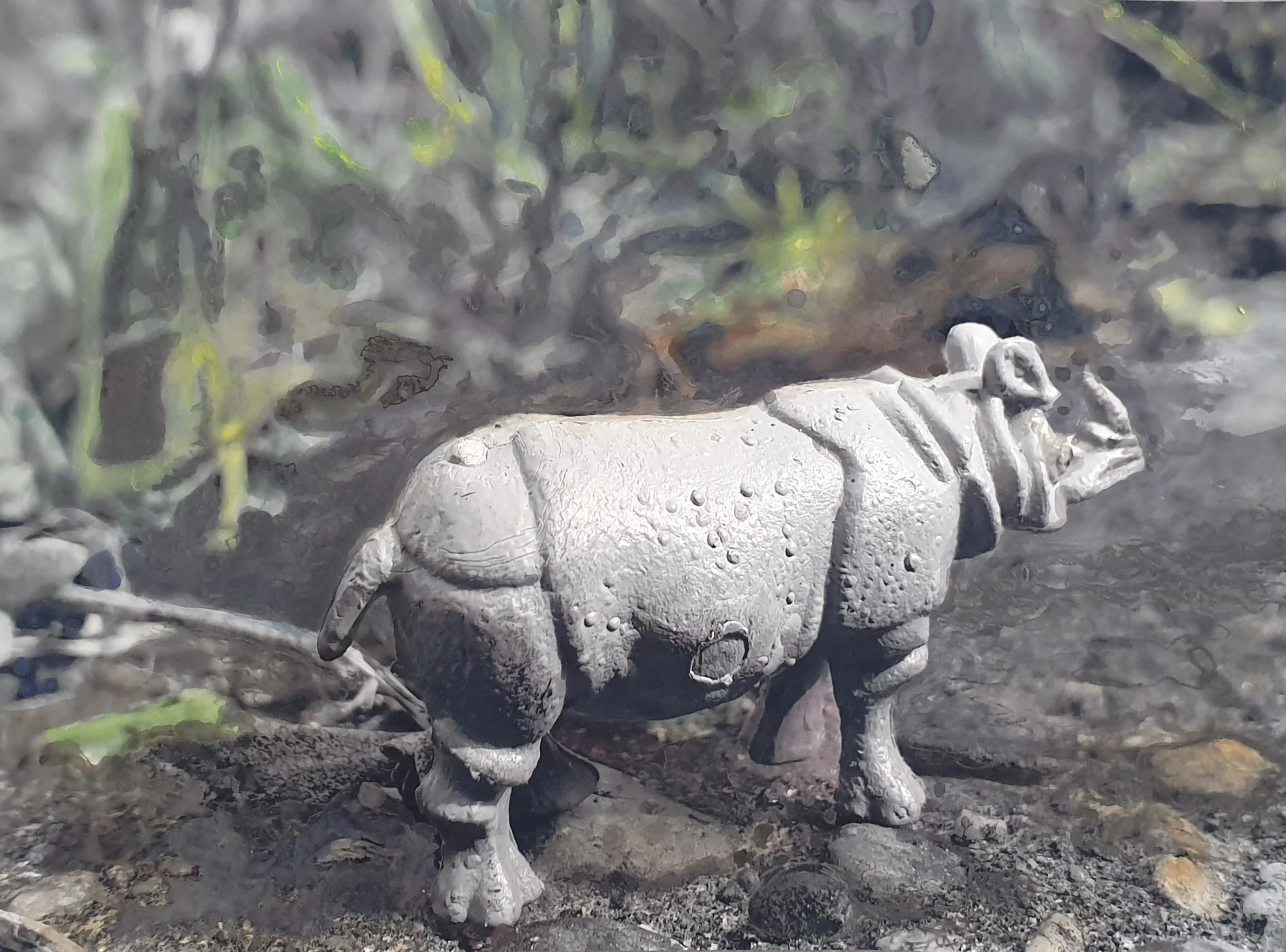 Made in China x  Aquatilibus - Rhinoceros | gemengde techniek | 2024 |  28x21 cm
