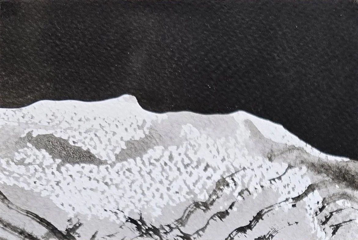 land[E]scape 5 | gemengde techniek op papier op paneel | 2025 | 12x8 cm