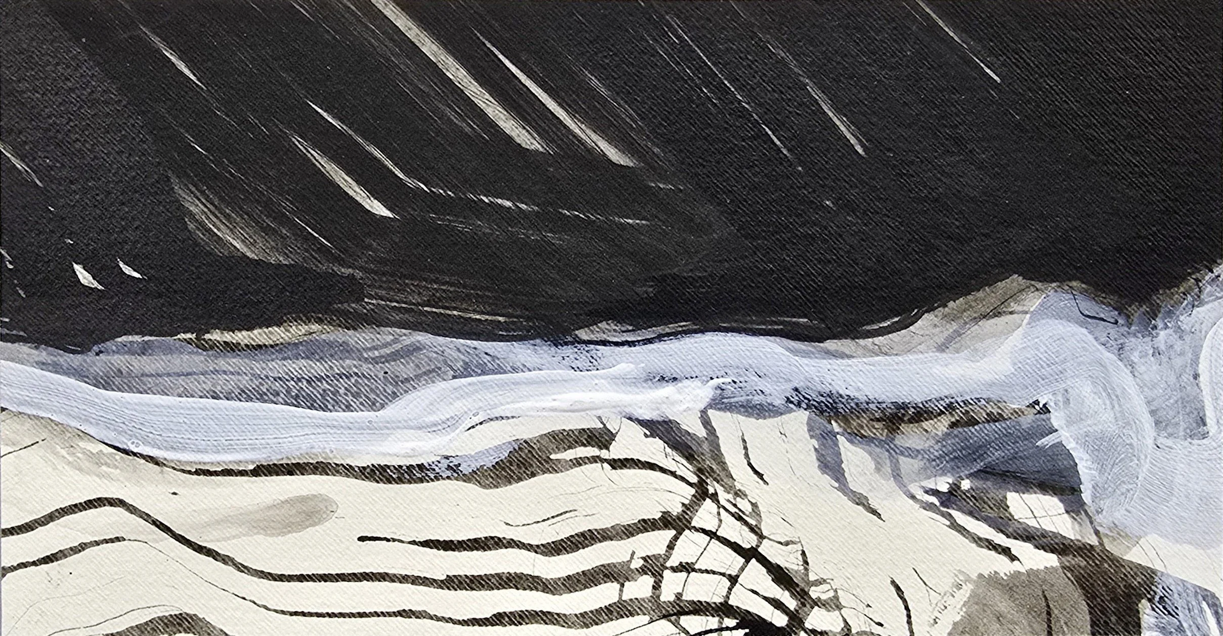 land[E]scape 16 | gemengde techniek op papier op paneel | 2026 | 21x11 cm