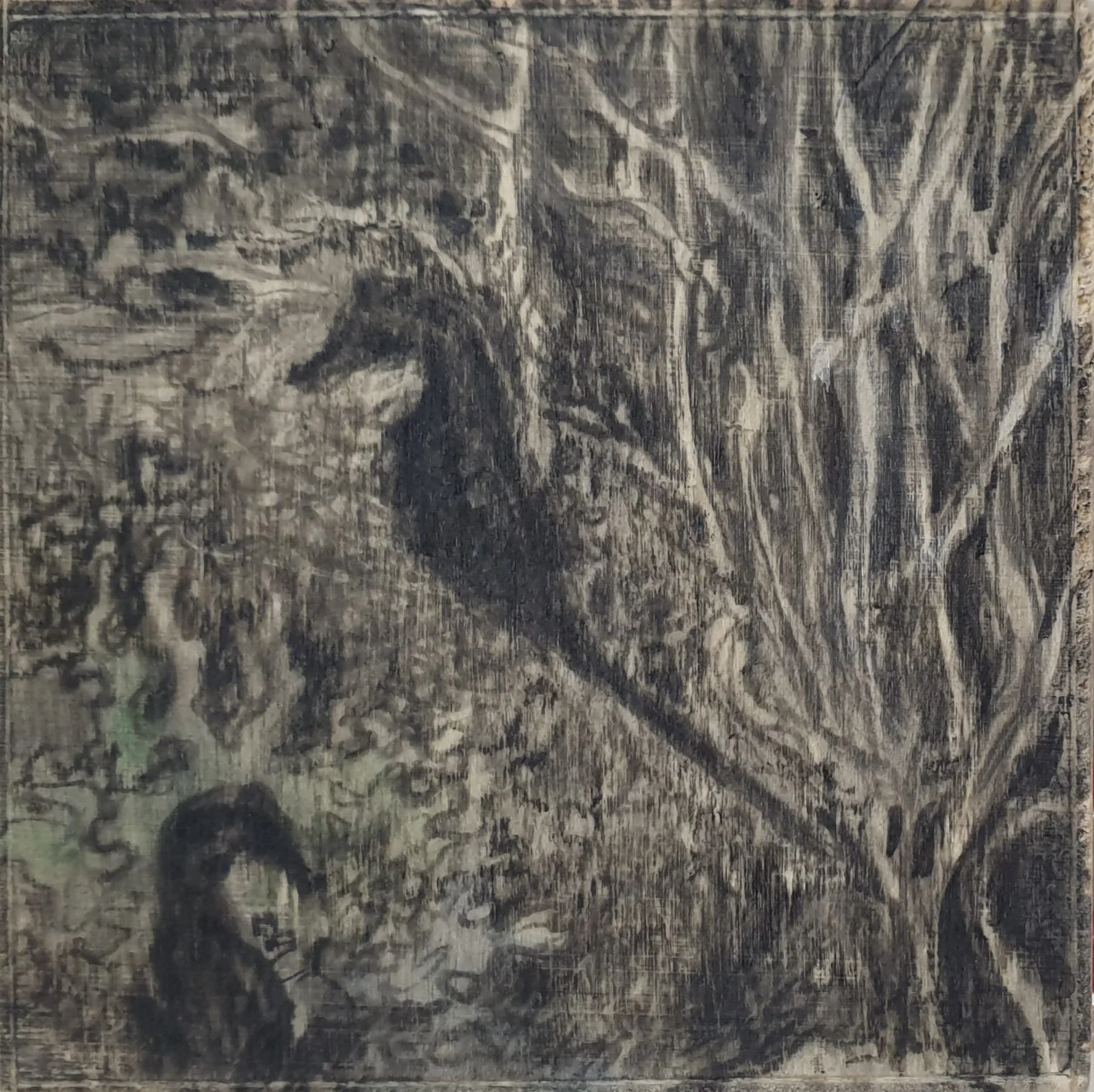 Aquatilibus exiguum I | gemengde techniek op hout | 2024 | 8x8 cm