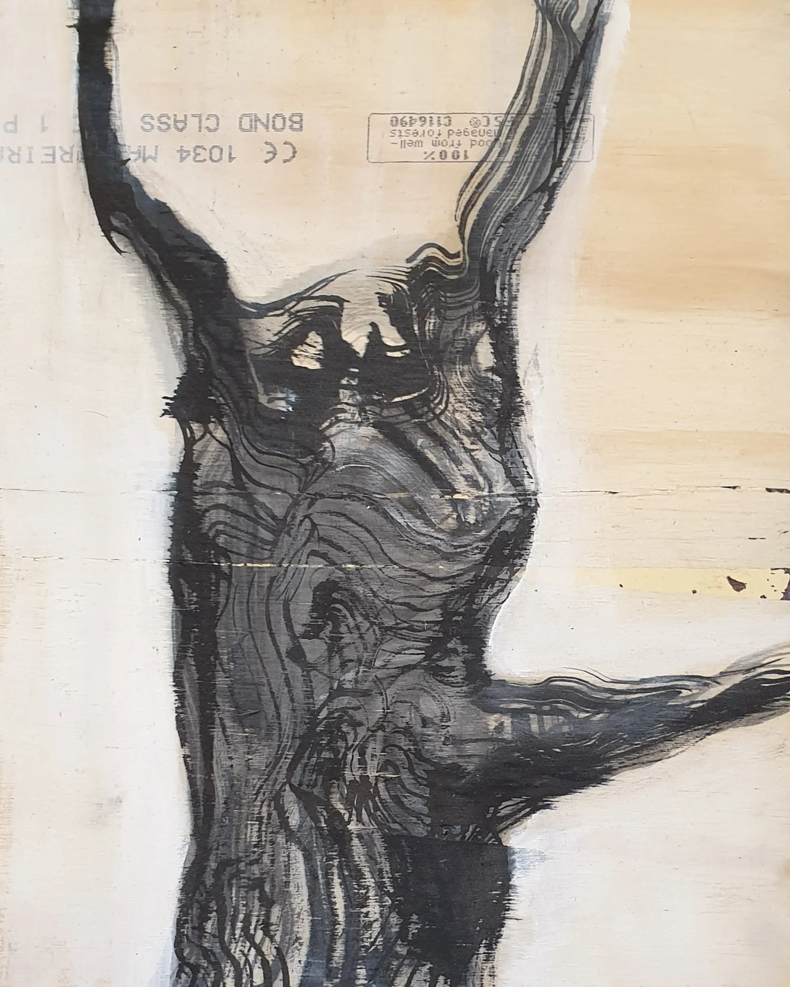 houtwerk VI | gemengde techniek op paneel | 2021 | 24x30 cm