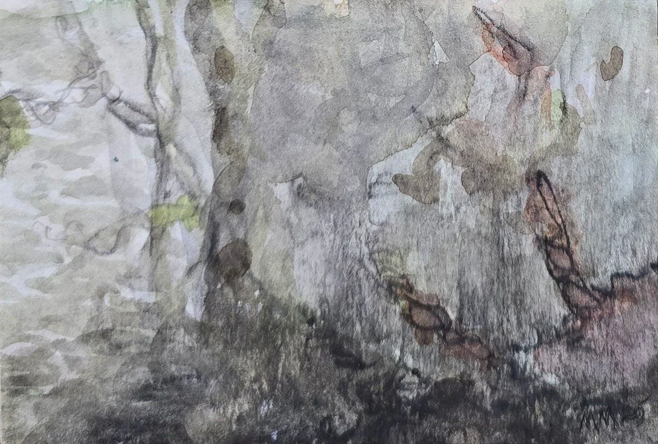 Aquatilibus 5 | gemengde techniek op papier op paneel | 2025 | 10x8 cm