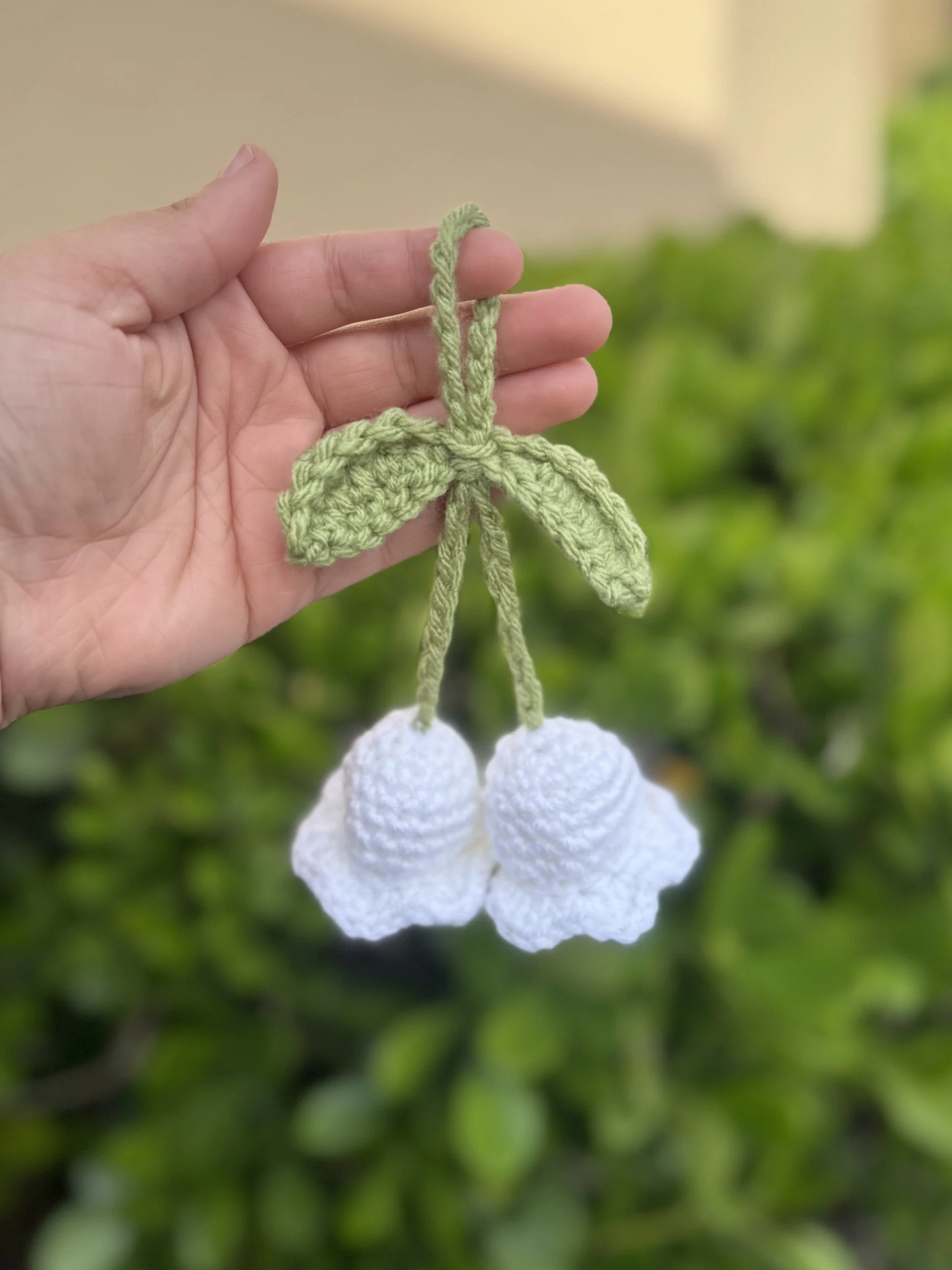 Crocheted Lily of the Valley Keychain