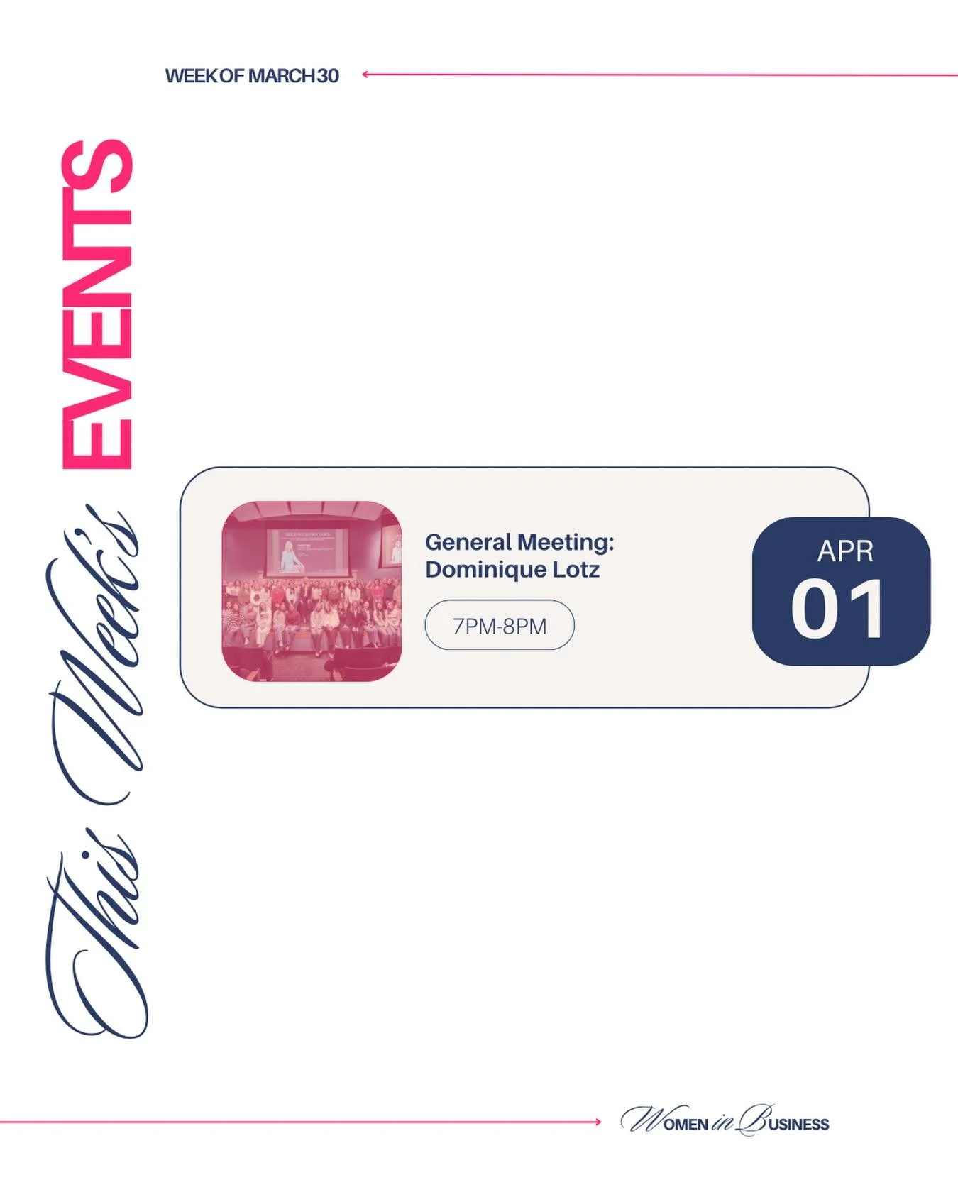 Happy Monday and welcome back to campus! This week we&rsquo;re excited to have our general meeting led by Dominique Lotz, VP and Private Wealth Advisor at Goldman Sachs. Can&rsquo;t wait to see you there! ✨