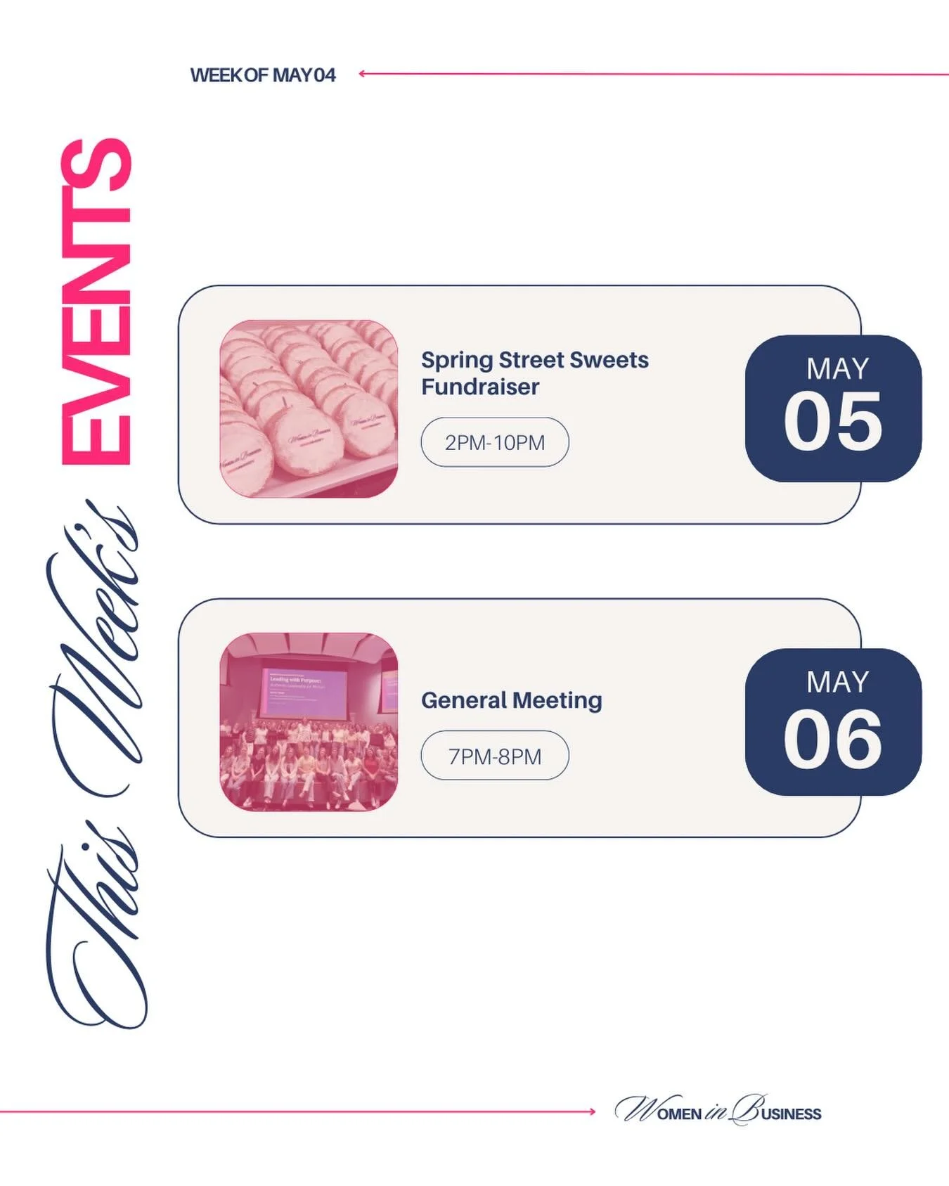 It&rsquo;s our final week of WIB and we&rsquo;re so excited to wrap up the semester with a couple fun events!

On Tuesday, stop by Spring Street Treats from 2&ndash;10 PM to grab something sweet earn a half point and support DFS by mentioning WIB at 