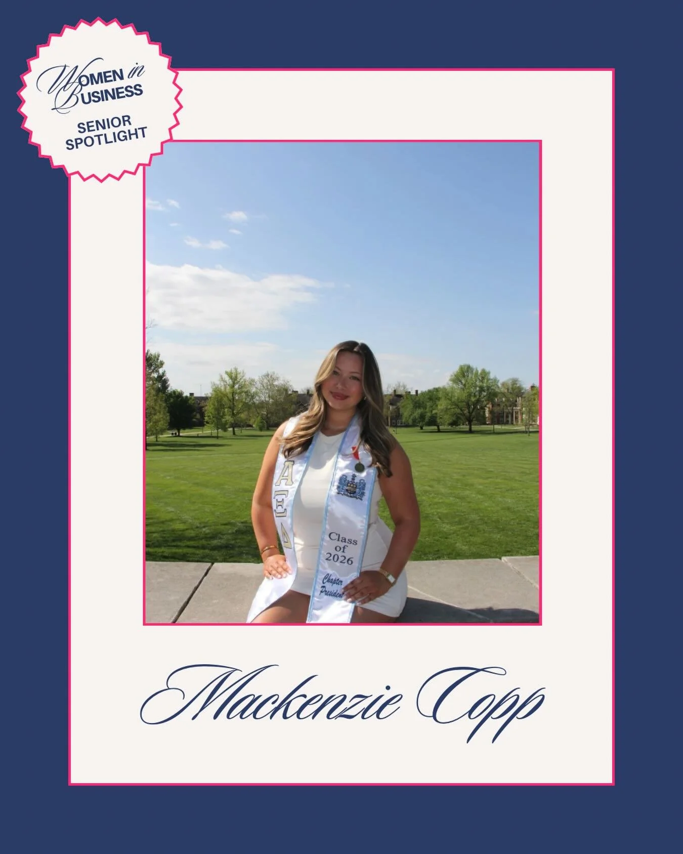 We are thrilled to highlight Mackenzie Copp for today&rsquo;s Senior Spotlight! A Marketing major with a minor in SLAM, Mackenzie is moving to Nashville to begin an exciting next chapter. Her post-grad plans include gaining hands-on experience as an 