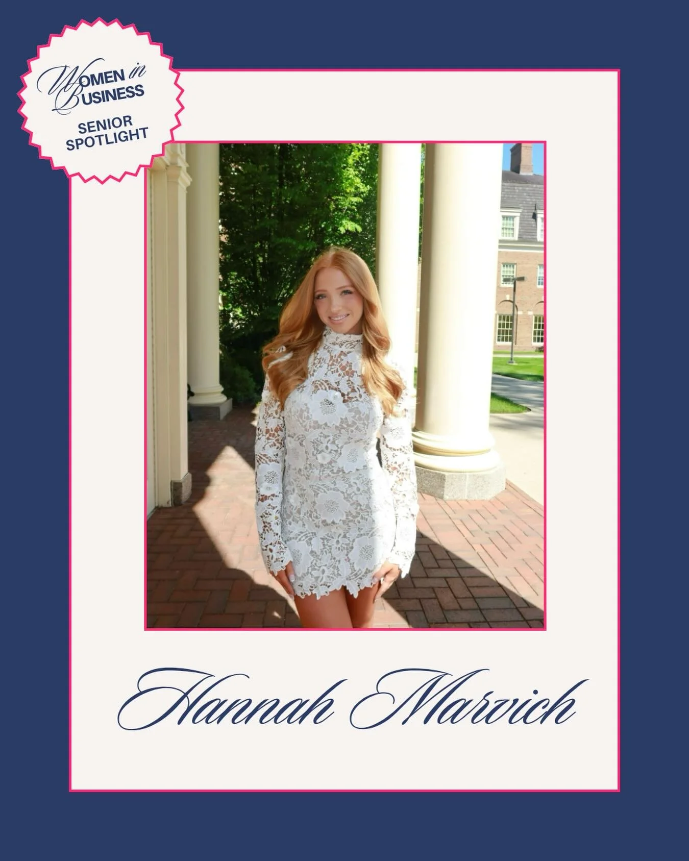 Continuing our Senior Spotlight series, we are thrilled to feature Hannah Marvich! A Marketing major with a minor in Economics, Hannah will be continuing her role after graduation as a Social Media Marketing Intern with Gazette Gal, while also workin
