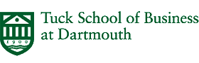 Tuck School of Business at Dartmouth logo in green text with emblem