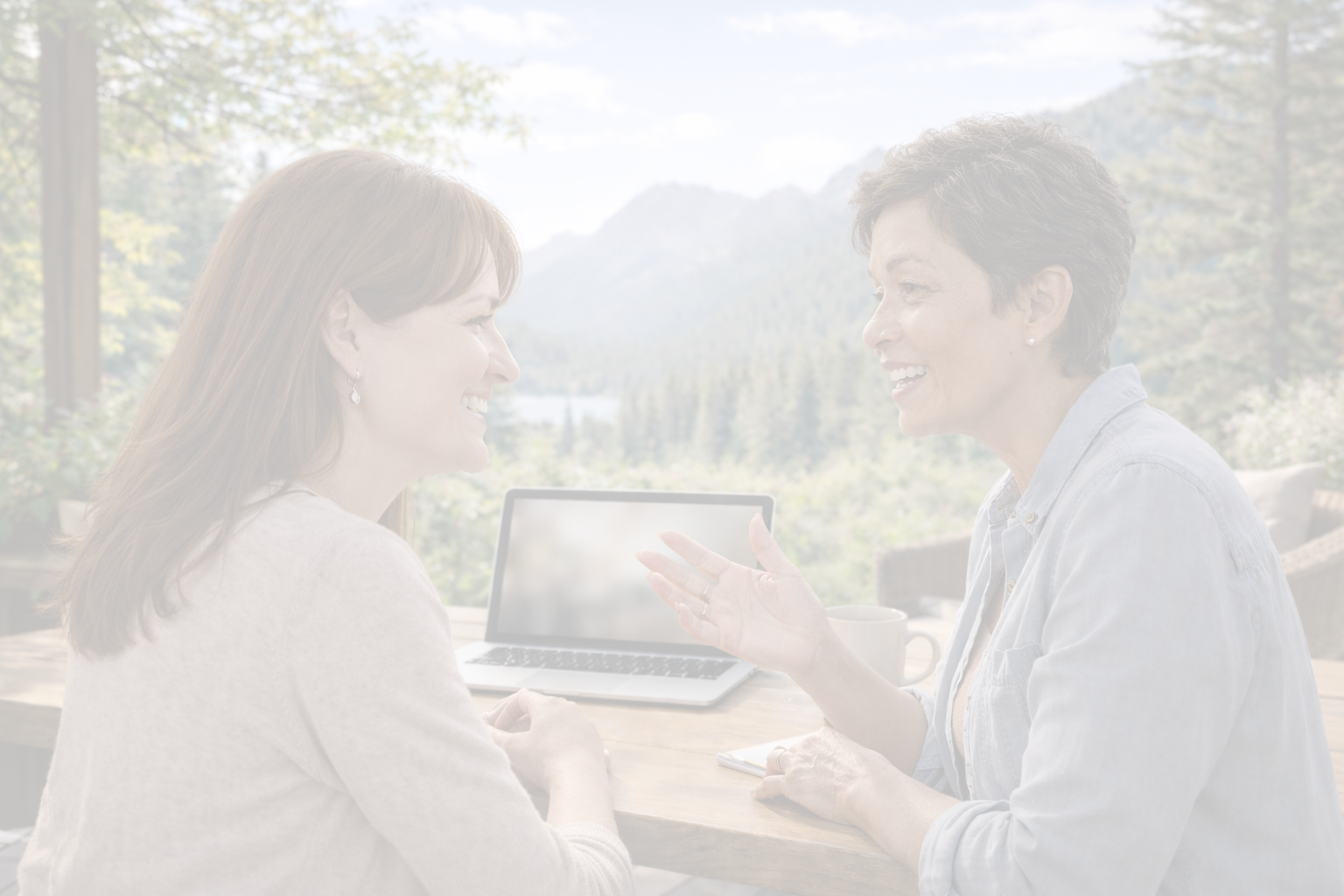 Digital consultant listening to her client