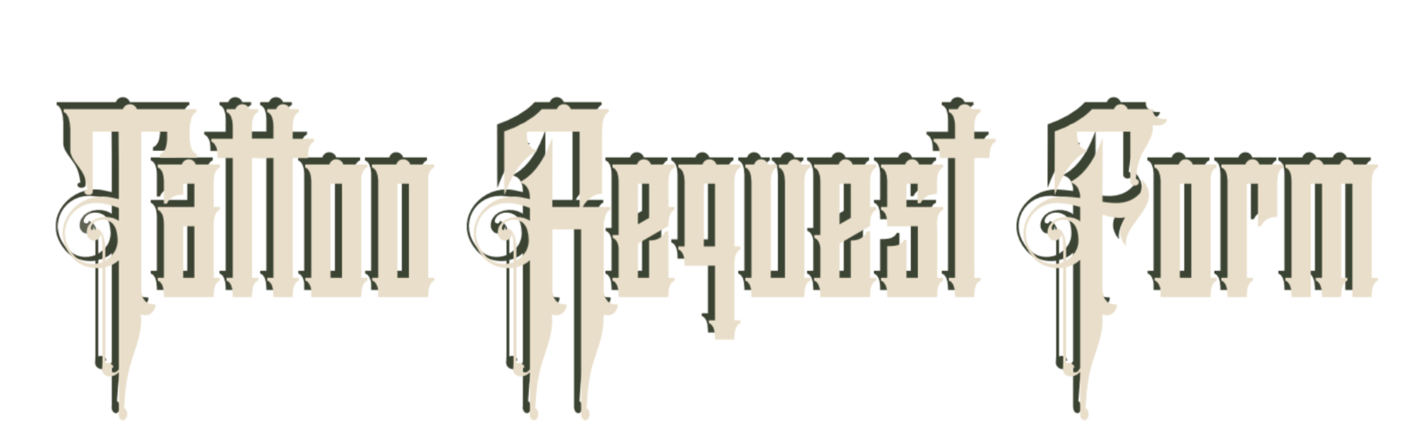 The text 'Get a tattoo' in vintage, stylized font with ornate details and a beige background.