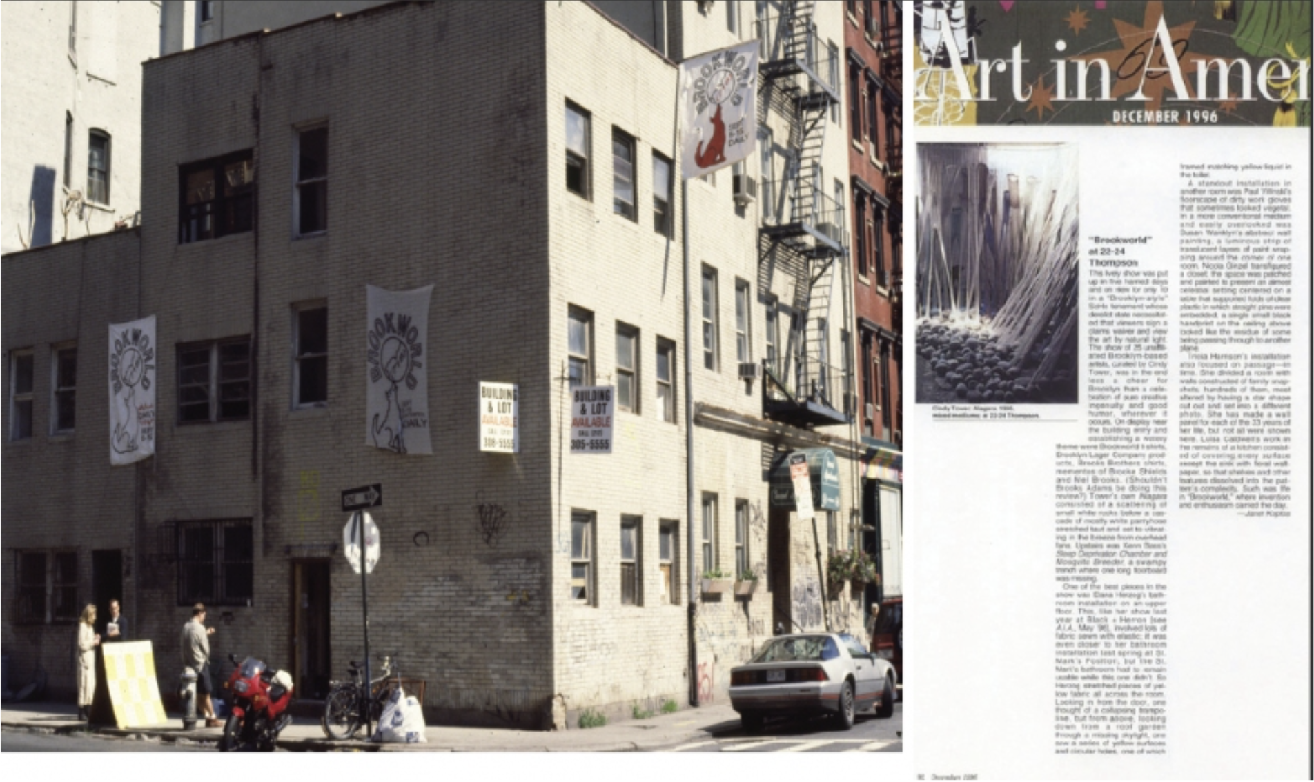 "Brookworld, Soho, NYC, 1996, 1/2
with Art in America Review of "Brookworld"
