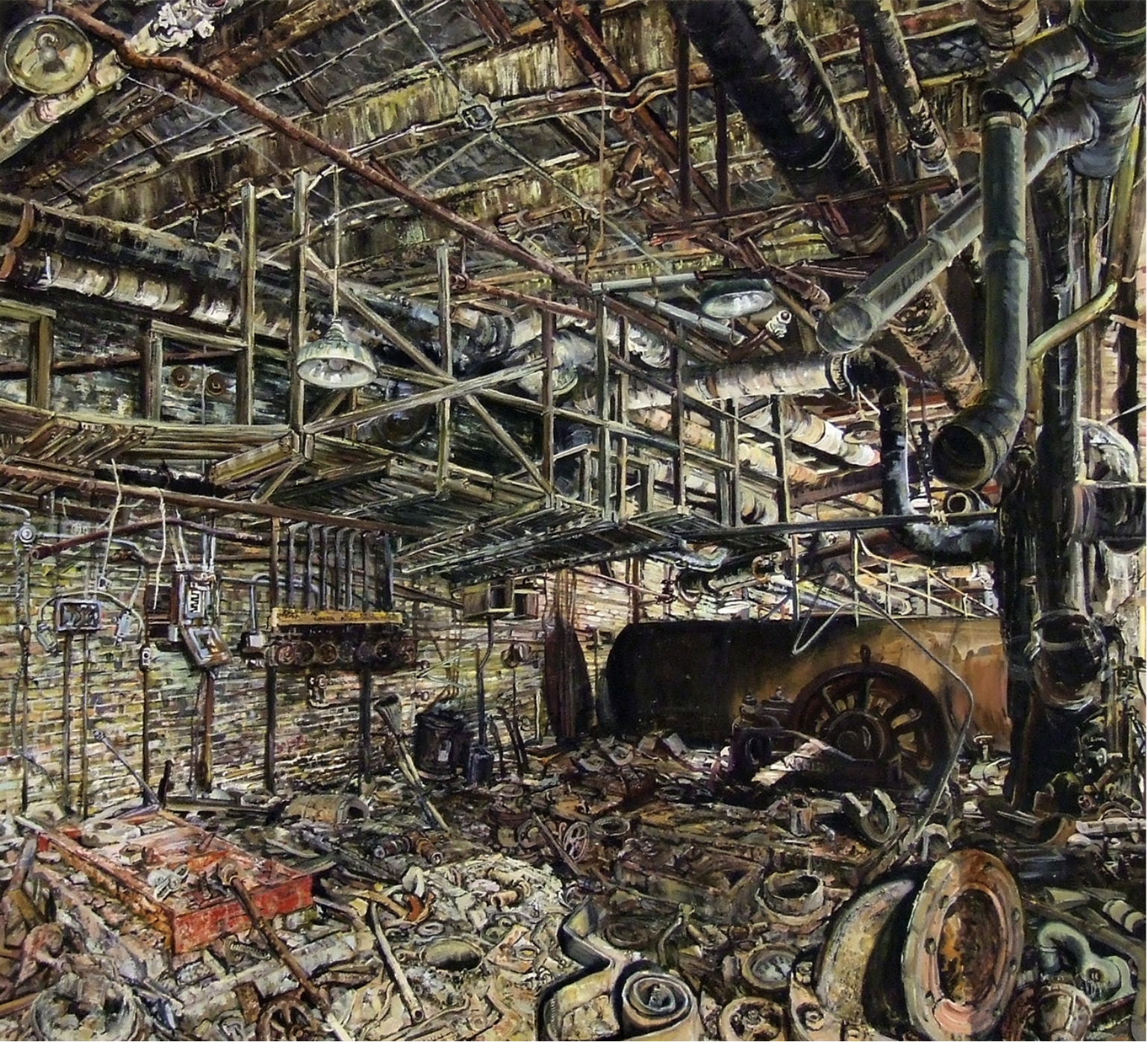 "Maintenance Walk", 60 x 60 inches, 2010 
oil on canvas