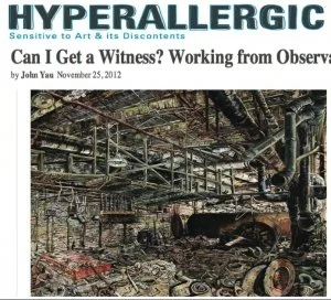 John Yau mentions Tower in recent From Life show at Steven Harvey Fine Arts Projects in the lower east side, NYC, 2012