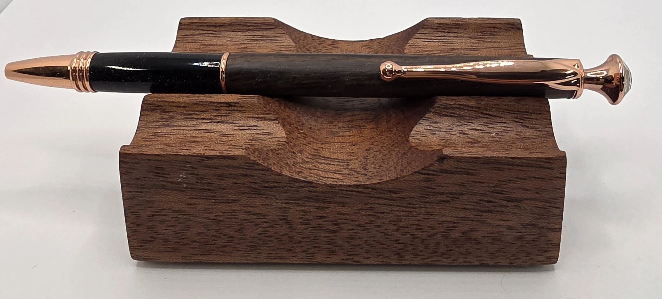 Exquisite Rosewood Ballpoint Pen with Rose Gold Accents