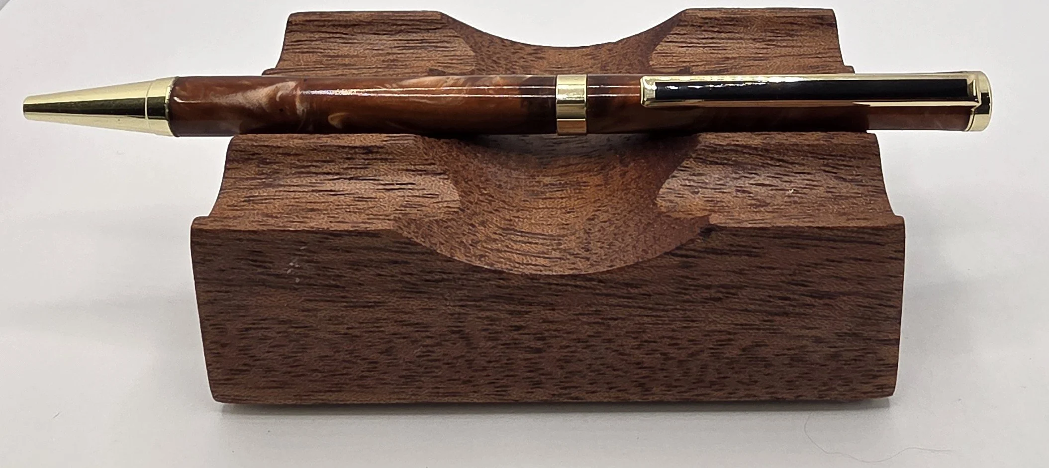 Artisan Wood Ballpoint Pen with Gold Accents