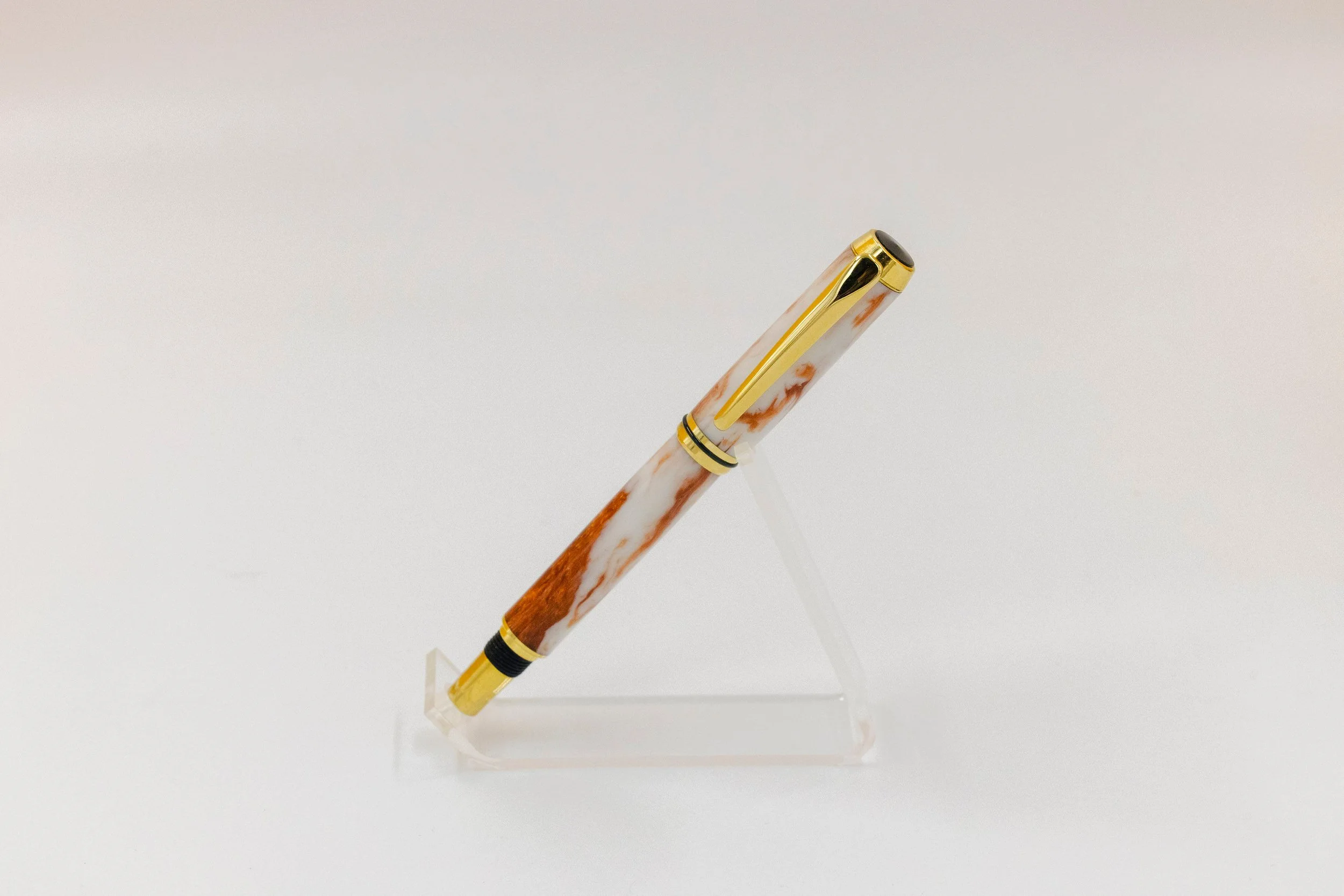 White & Bronze Acrylic Ballpoint Pen