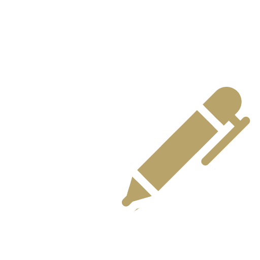 Icon of a clipboard with a pen