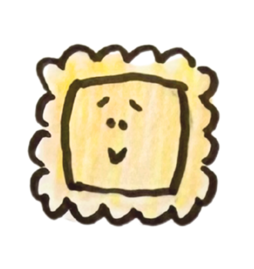 A cartoon drawing of a smiling ravioli.